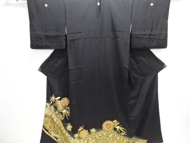 JAPANESE KIMONO / TOMESODE / FLOWER & BIRD SARASA